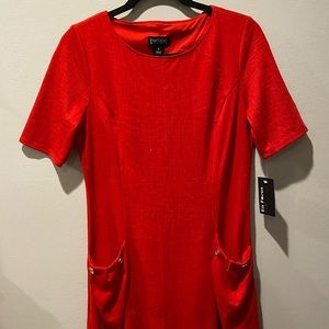 Enfocus Studio Red Winter Fall Warm Casual Dress w/ Pockets VINTAGE